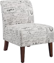 Linon Linen Script Lily, Dark Walnut Chair, 21.5" W x 29.5" D X 31.5" H