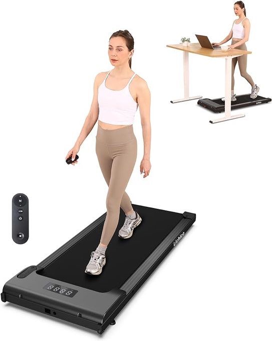 Lichico Walking Pad Under Desk Treadmill?Portable Small Treadmills for Home and Office?Super Quiet Brushless Motorized Walking Jogging Running Machine with Remote Control