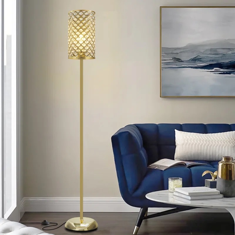 Heidee 66.5" Elegant Crystal Floor Lamp Modern Standing Lamp with On/Off Foot Switch