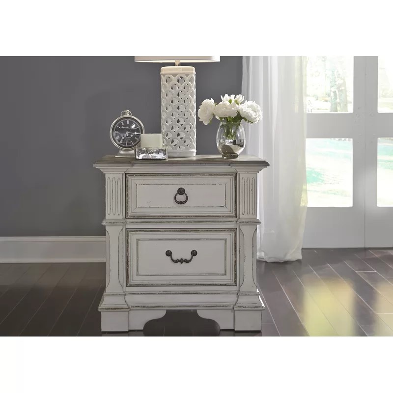Exmouth 2 - Drawer Nightstand in White/Brown