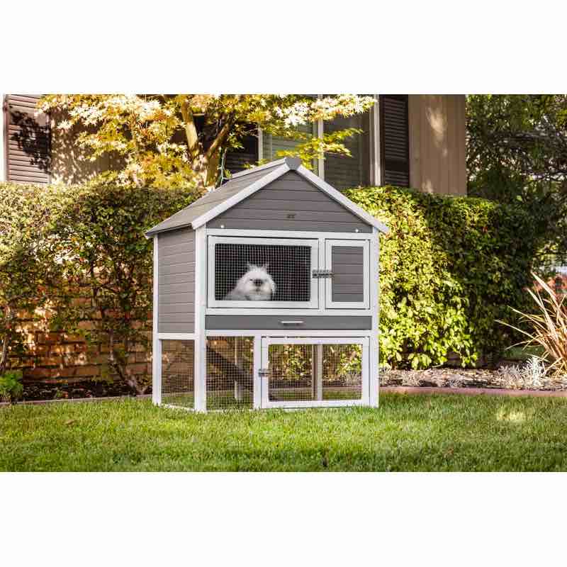 Deneka Huntington Outdoor Two-Level Rabbit Hutch In Grey Box 2