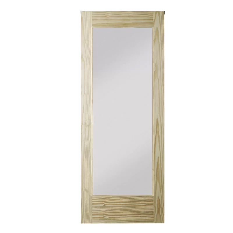 Glass Wood and Glass Unfinished Barn Door without Installation Hardware Kit