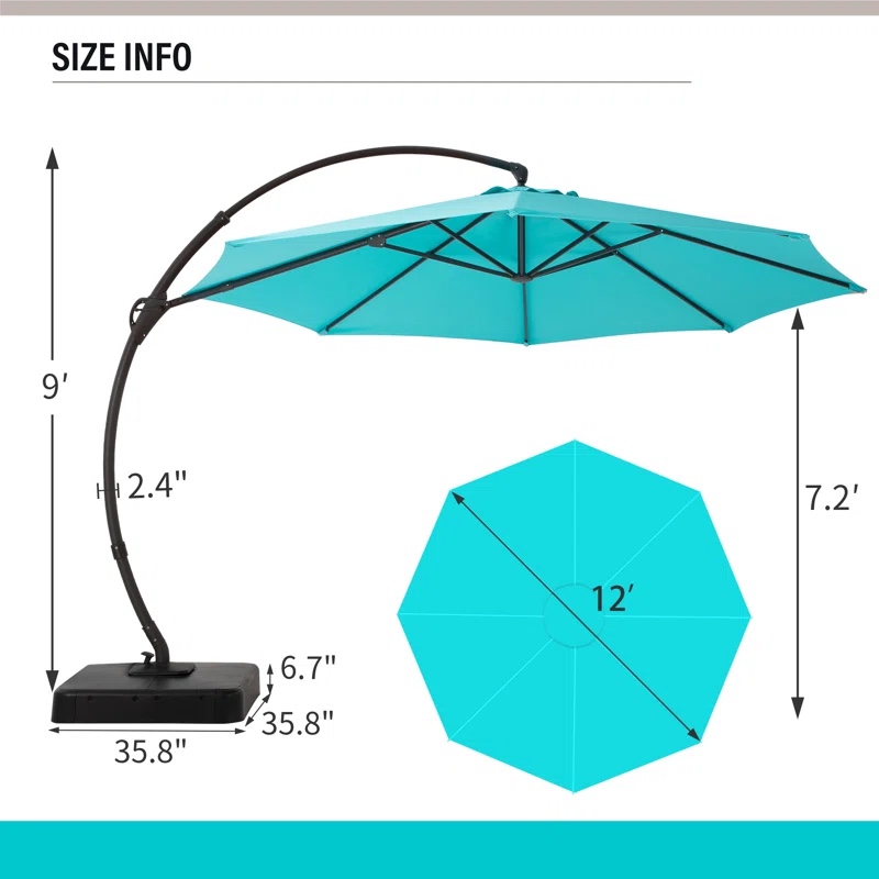 Ebonique Cantilever Umbrella with Base Included