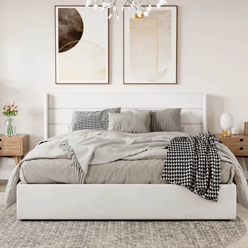 Braya Hydraulic Lift Up Storage Upholstered Platform Bed