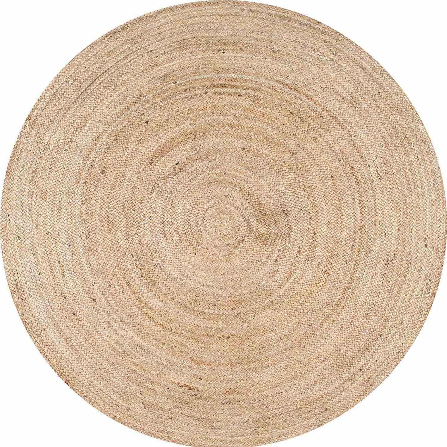 FRELISH DECOR Handwoven Jute Area Rug - 6 feet Round - Natural Yarn - Rustic Vintage Beige Braided Reversible Rug - Eco Friendly Rugs for Bedroom - Kitchen - Living Room - Farmhouse (6' Round)