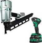 Metabo HPT Pneumatic Framing Nailer + 18V Impact Driver Pro Bundle Kit, 3-1/4-Inch Framing Nailer with BONUS 18V Triple Hammer Impact Driver Kit, KNR83A5(S)