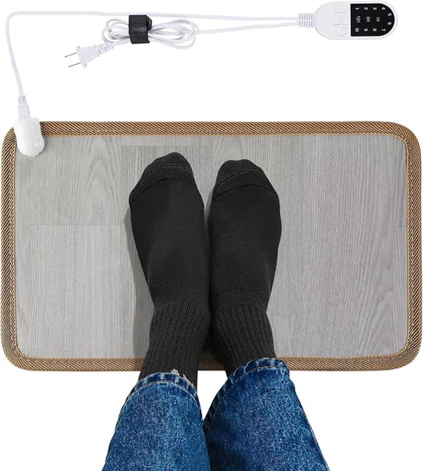 Portable Space Heater for Office and Home, Foldable Foot Warmer Under Desk for Leg and Feet, Personal Electric Panel Space Heater with Thermostat and Timer, Quiet Floor Foot Heater with Auto Shut Off