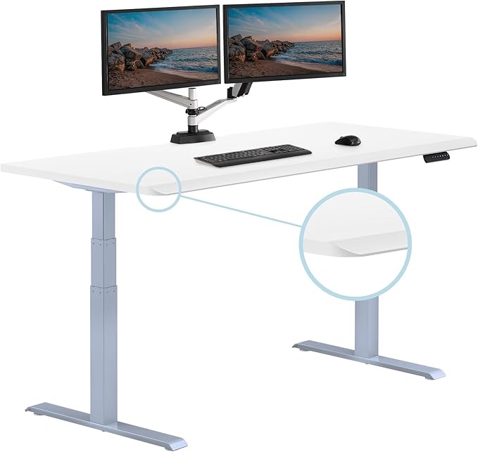 SMUG Standing Desk, Adjustable Height Electric Sit Stand Up Down Computer Table, 63x24 Inch Ergonomic Rising Desks for Work Office Home, Modern Lift Motorized Gaming Desktop Workstation, White