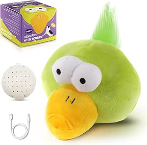 Petbobi Interactive Dog Toys, Upgrade Plush Monster Dog Toy Squeaky Crazy Bouncer Ball USB Rechargeable for Small and Medium Puppy to Self Play, Birds Bobby