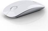 Bluetooth Wireless Mouse - (BT5.1+USB) Slim Dual Mode Computer Mice with Quiet Click, Low Power, and 1600 DPI, Portable Cordless for MacBook, Laptop, iPad Pro/Air, Chromebook (White)