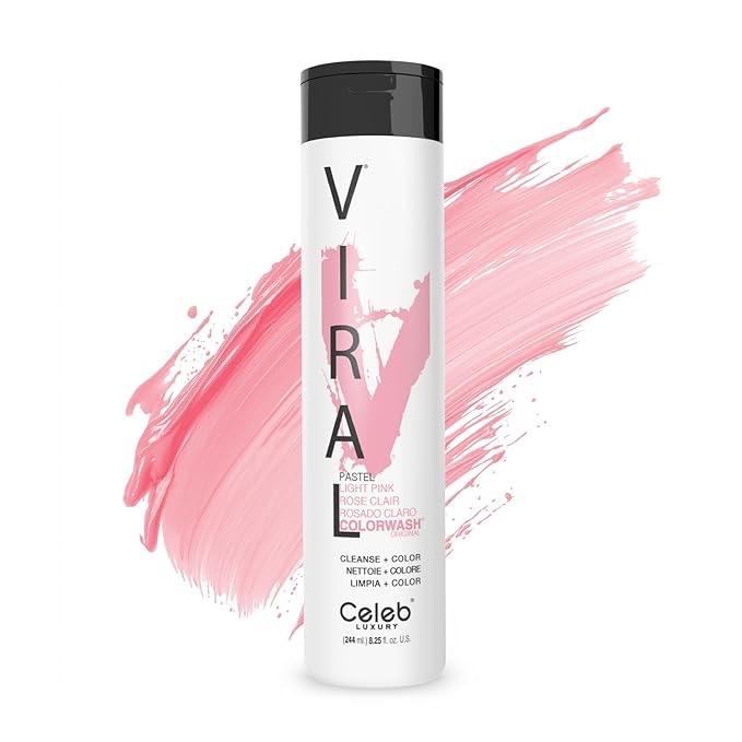 Celeb Luxury Viral Colorwash Color Depositing Shampoo - Semi Permanent Hair Color, Vegan Hair Dye Paster Light Pink 8.25 Fl Oz (Pack of 1)