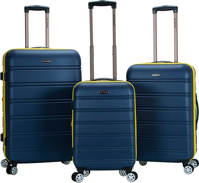 Rockland Melbourne Hardside Expandable Spinner Wheel Luggage, Navy, 3 Piece Set