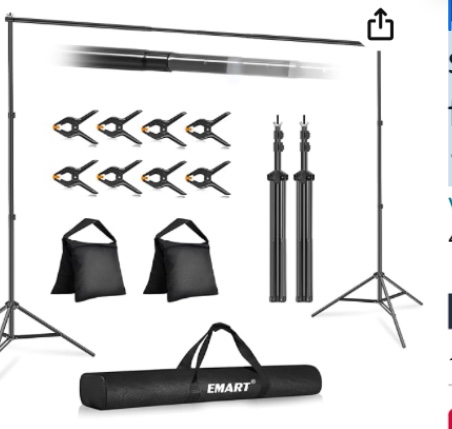 Emart Foto Video Studio sistema de soporte de telón de fondo con bolsa de transporte, 10 pies fondo ajustable