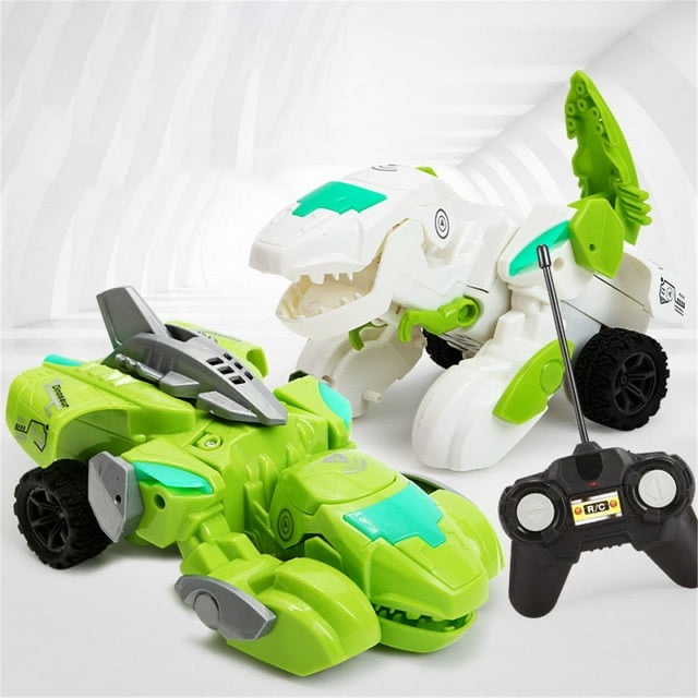 YDNGF Remote Control Car Transforming Dinosaur Car Toys Transforming Dinosaur LED Car with Light and Music 2 in 1 Automatic Dinosaur Transform Car Toy Dinosaur Transformer Toy for Kids