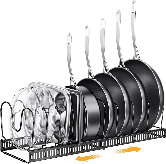 Expandable Pot Organizer Black 10 Tier 