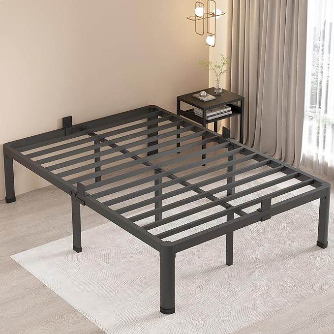 MAF 14 Inch Full Size Metal Platform Bed Frame with Round Corner Legs, 3000 LBS Heavy Duty Steel Slats Support, Noise Free, No Box Spring Needed, Easy Assembly