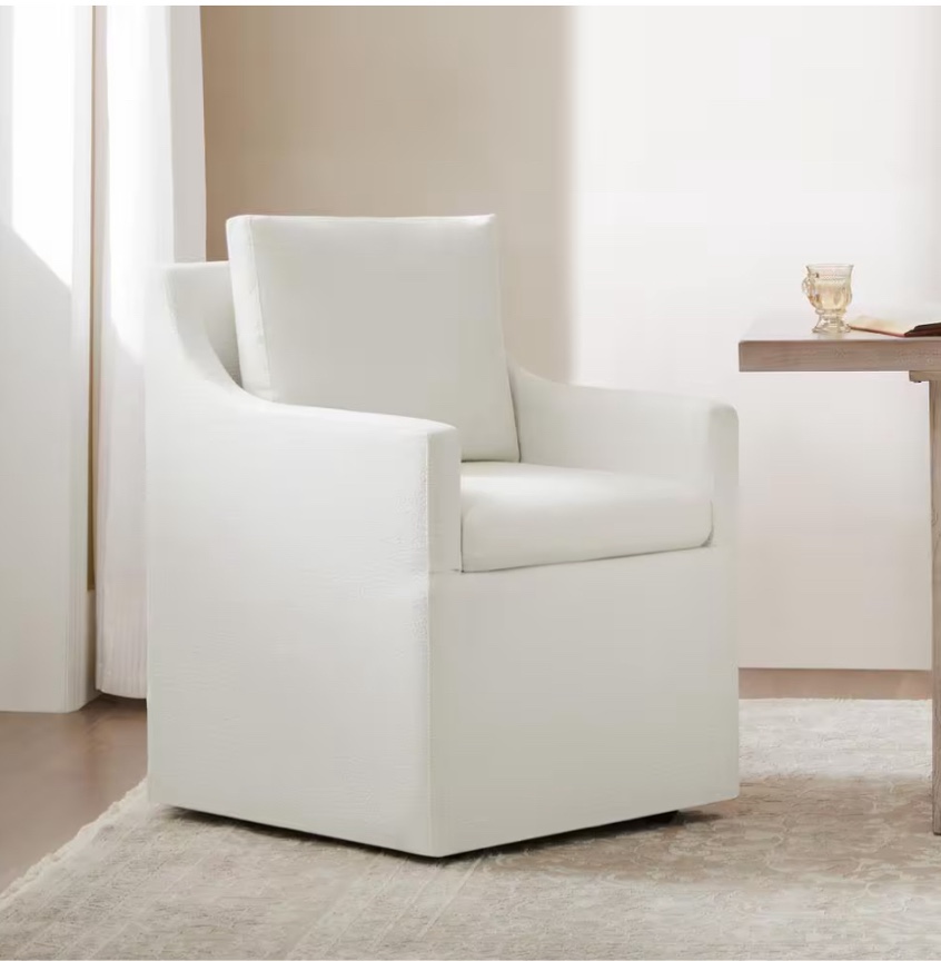 Customer Reviews for Spruce & Spring Morgana Ivory Fabric Dining Chair with Removable Casters and Cusion for Dining Room Bed Room Living Room