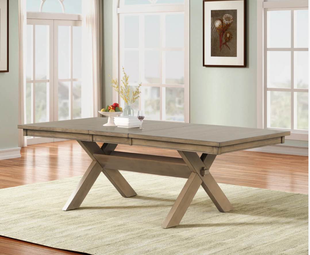 Trestle Extendable Dining Table with Leaf, Glazed Pine Brown ( incomplete only top ) 