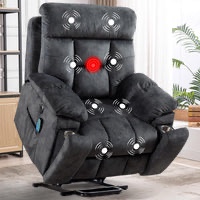 CANMOV Large Power Lift Recliner Chair with Massage and Heat for Elderly Big and Tall People, Overstuffed Wide Recliners with 2 Cup Holders, Side Pocket and USB Port, Gray( incomplete box 1/3) 