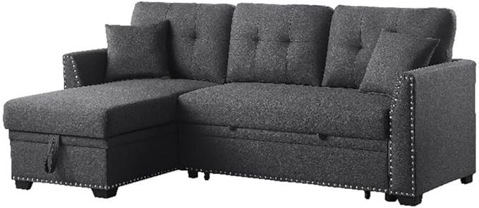 Pemberly Row Sleeper Fabric Sofa Sectional w Reversible Storage Dark Gray ( 1 piece only)