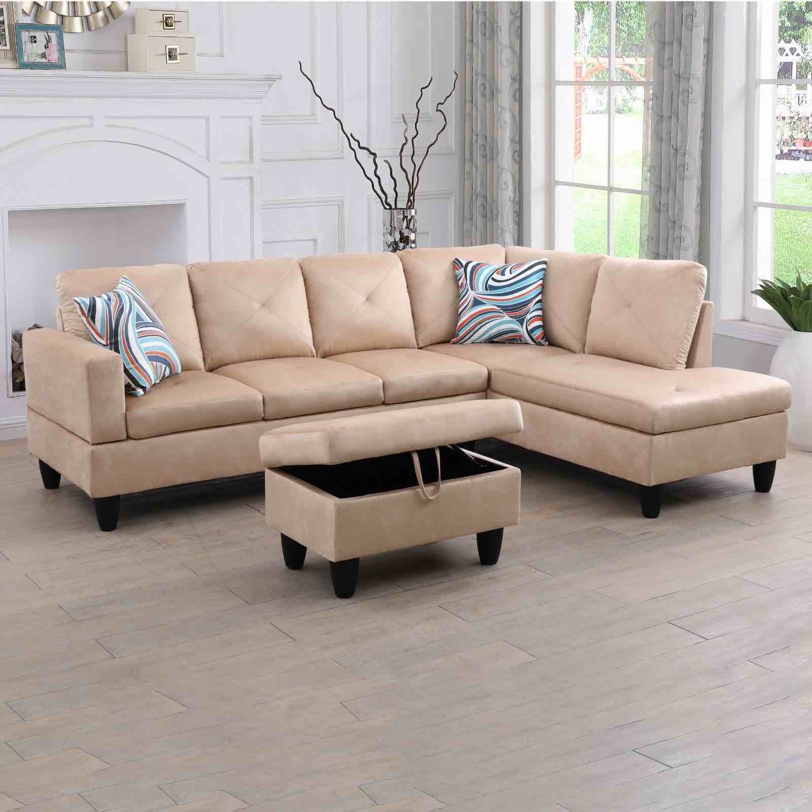 Ponliving 97" 3-Piece Sectional Sofa Set for Living Room With Ottoman Right Hand Side Facing ( incomplete 1 piece only) 