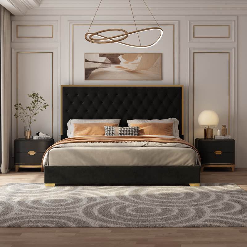 Valmar Morden Tufted Upholstered Golden Platform Bed