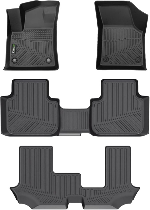 HAFIDI Floor Mats Fit for 2018-2024 Volkswagen Atlas (7 Passenger Bench) All Weather Protection TPE Anti-Slip Car Floor Liners, Fits 1st & 2nd & 3rd Row Full Set Custom VW Atlas Accessories, Black