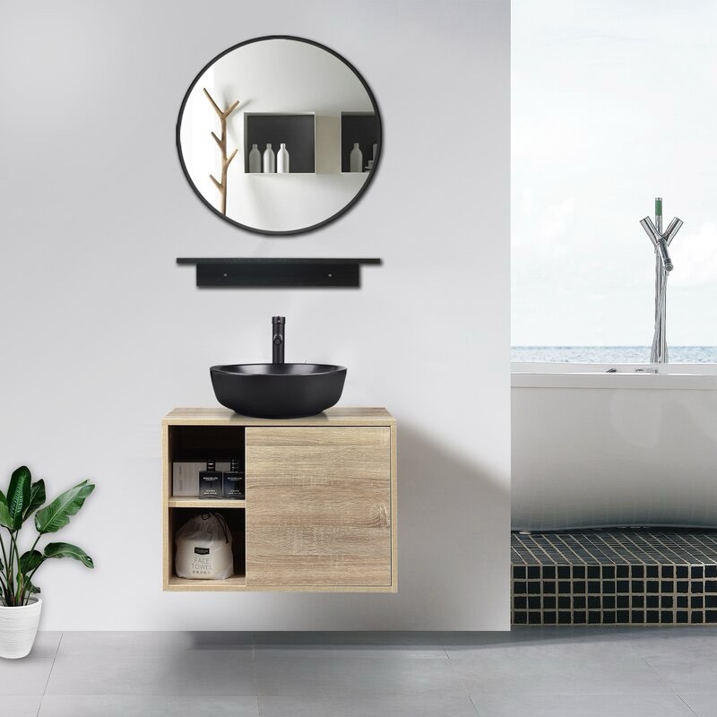 Bitha 24'' Single Bathroom Vanity with Resin Top with Mirror