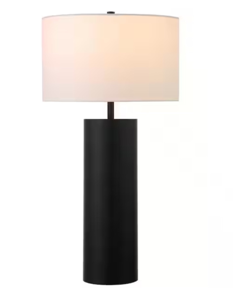 York 29.5 in. Blackened Bronze Table Lamp with Fabric Shade