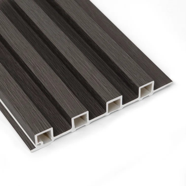 Grey Oak 7 Piece 96" x 6.26" WPC Slat Wall Panels, 3D Wood Look Acoustic Diffuser Wall Paneling for Modern Decor