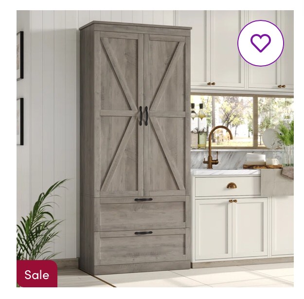 Bergeron 70.3'' Kitchen Pantry, Brown Gray