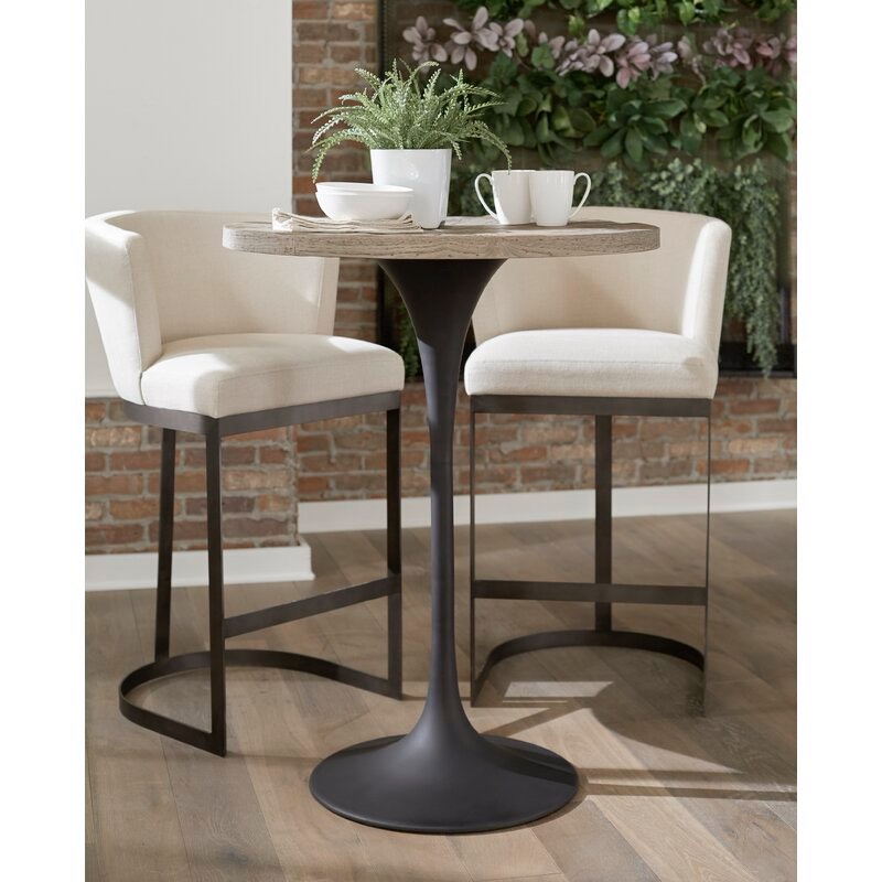 Epperson Round Solid Wood Top Metal Base Dining Table( incomplete Base metal only)