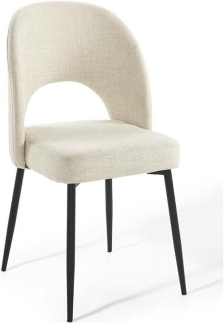 Modway Rouse Upholstered Fabric Dining Side Chair, Black Beige 23 x 19.5 x 33.5 / 2pcs