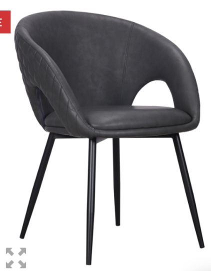 Set of 4 Dark Gray Faux Leather Dining Chair with Black Metal legs( incomplete)