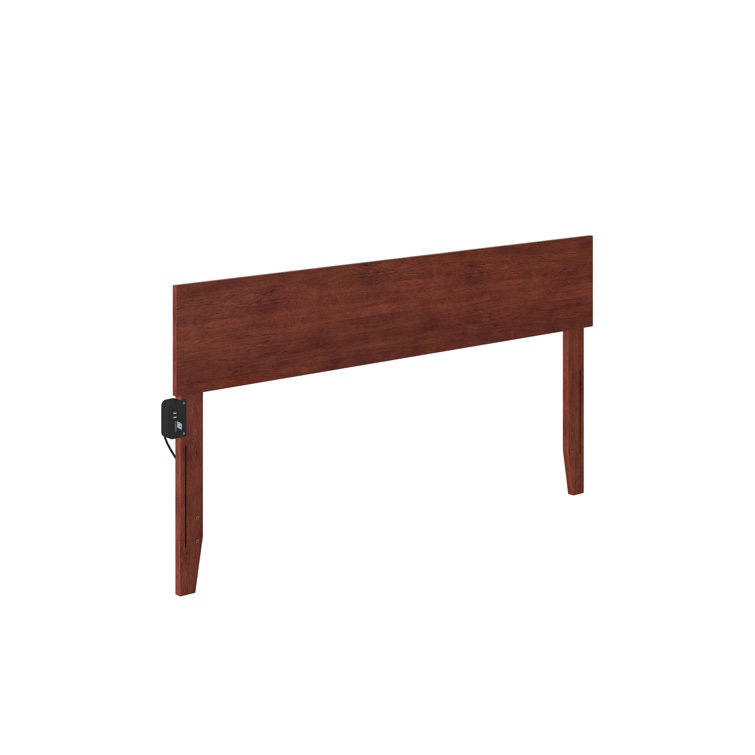 Walnut Daurice Solid Wood Panel Headboard with Attachable Device Charger
