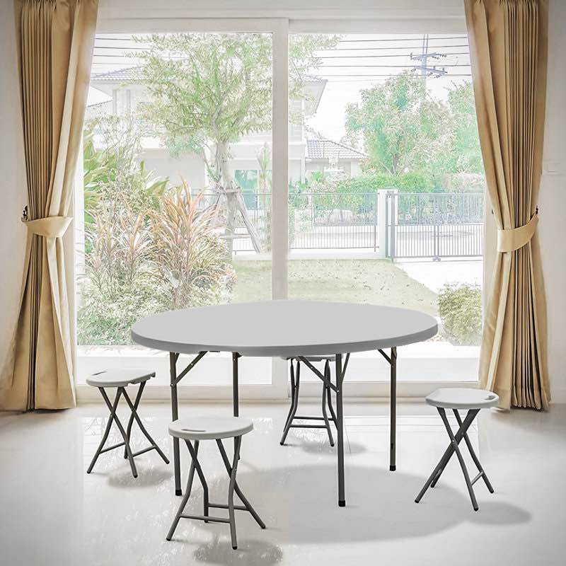 Round Foldable Plastic Table Collapsible Circular Steel Frame with Carry Handle( incomplete table 