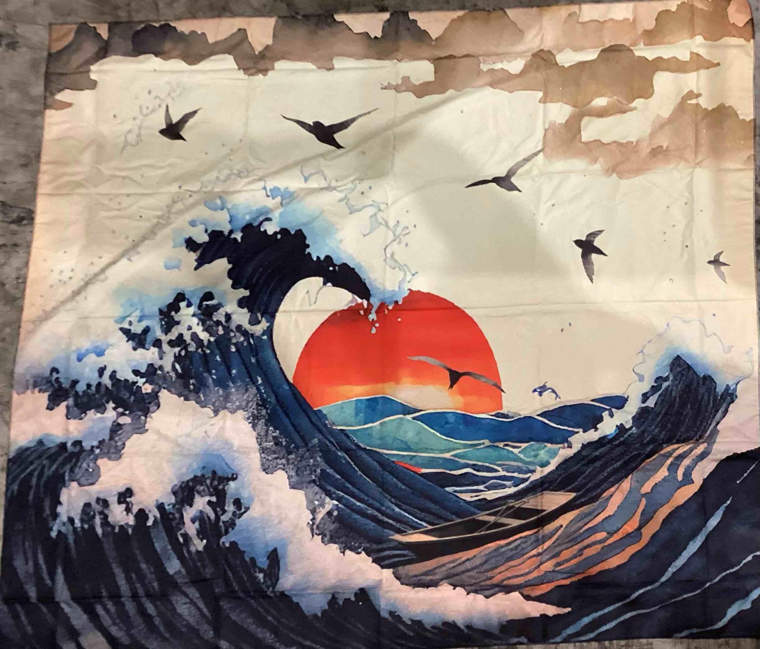 Wall Tapestry, Nature Aesthetic Room Decor for Bedroom, Living Room, Office, Dorm, 51x60 Inches 36.00'' x 48.00'' Blue