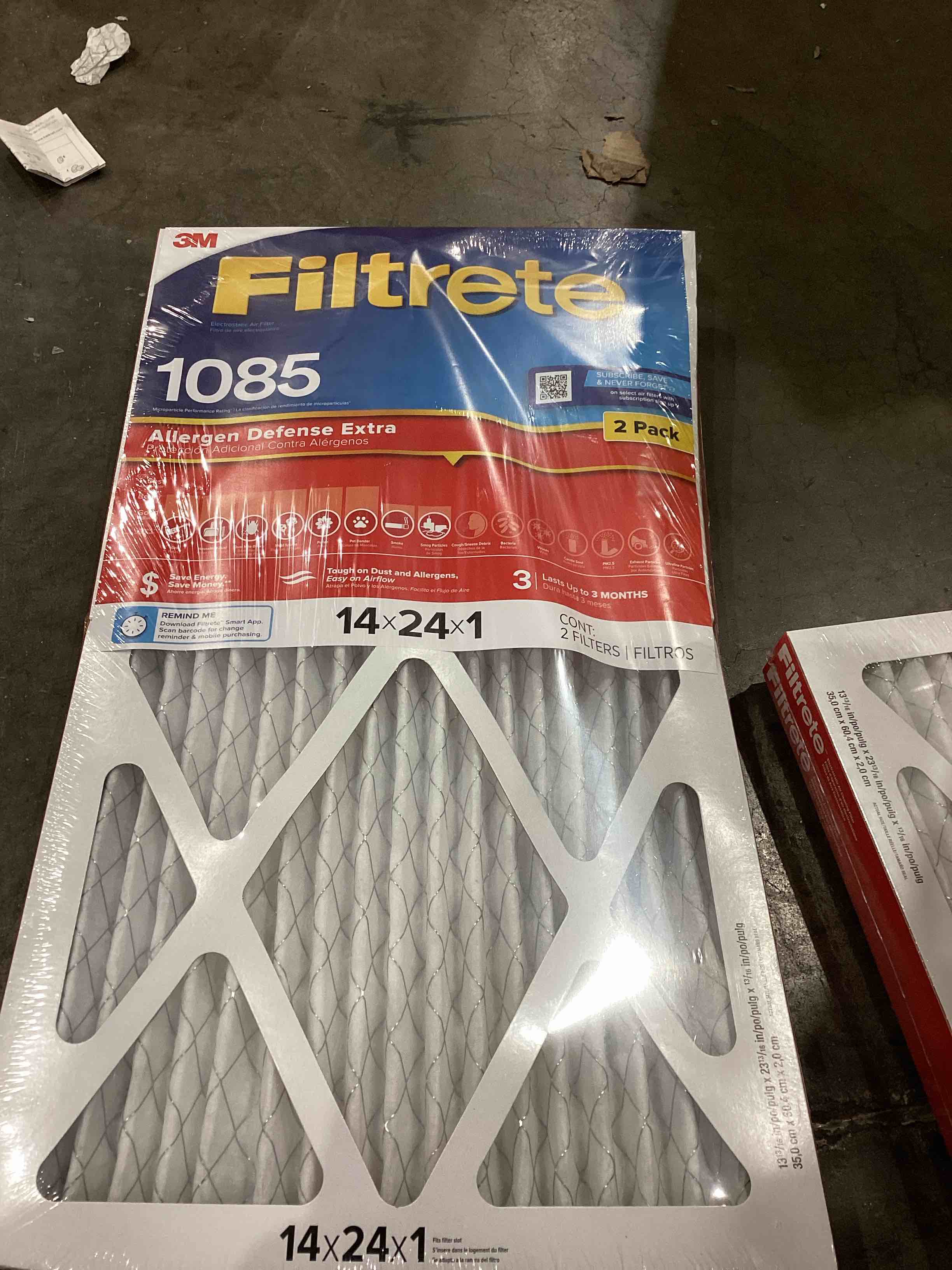 Filtrete 14x24x1 AC Furnace Air Filter, MERV 11, MPR 1000, Micro Allergen Defense, 3-Month Pleated 1-Inch Electrostatic Air Cleaning Filter, 2 Pack (Actual Size 13.81 x 23.81 x 0.81 in)