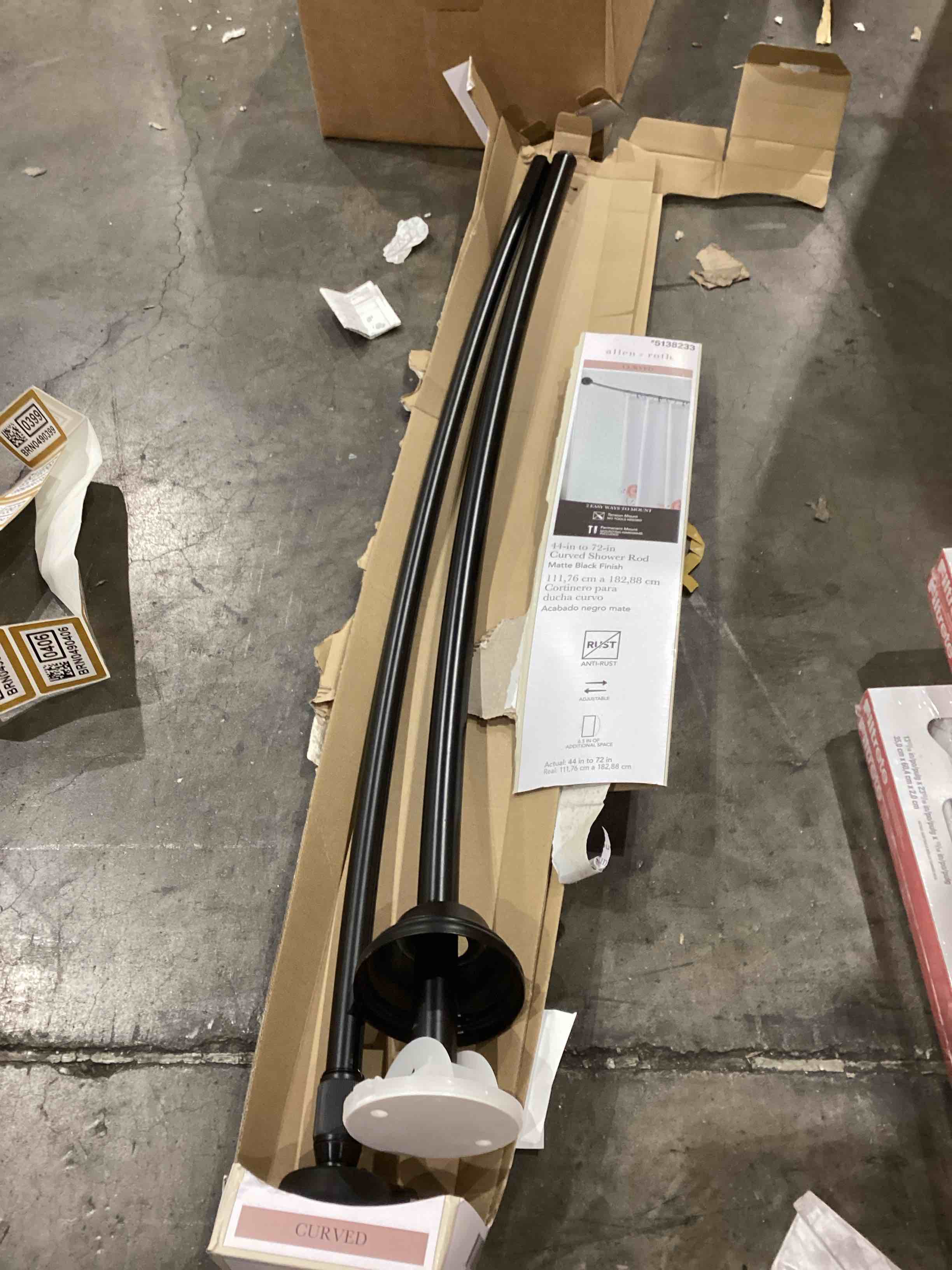 Curved Shower Curtain Rod 43-72 Inches Adjustable, Aluminum Shower Rod Rustproof, Round shower curtain rod, Curved Shower Rods for Bathroom, Bathtub, Stall, Black