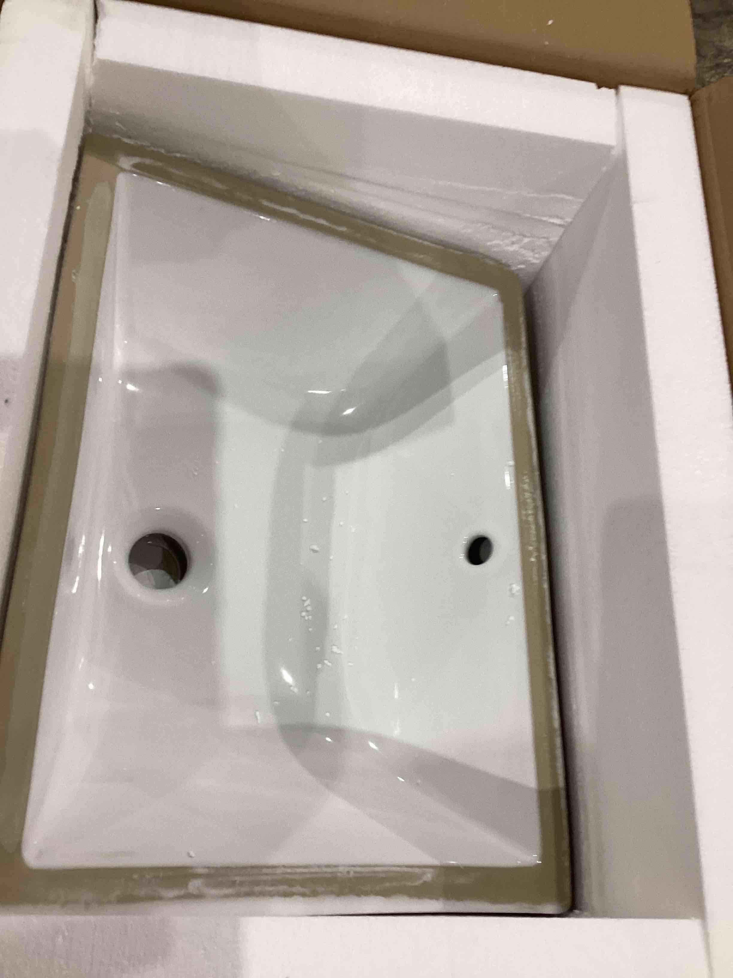 38 JAMES MARTIN VANITIES® Rectangular Undermount Lavatory (Sink) Sloped / Curved Base Vitreous China (Color: White) SNK-RS-WHT Inside Dimensions: 416mm x 298mm 16.4" x 11.7" Overall Dimensions 466mm x 343mm x 200mm 18.3" x 13.5" x 7.9"