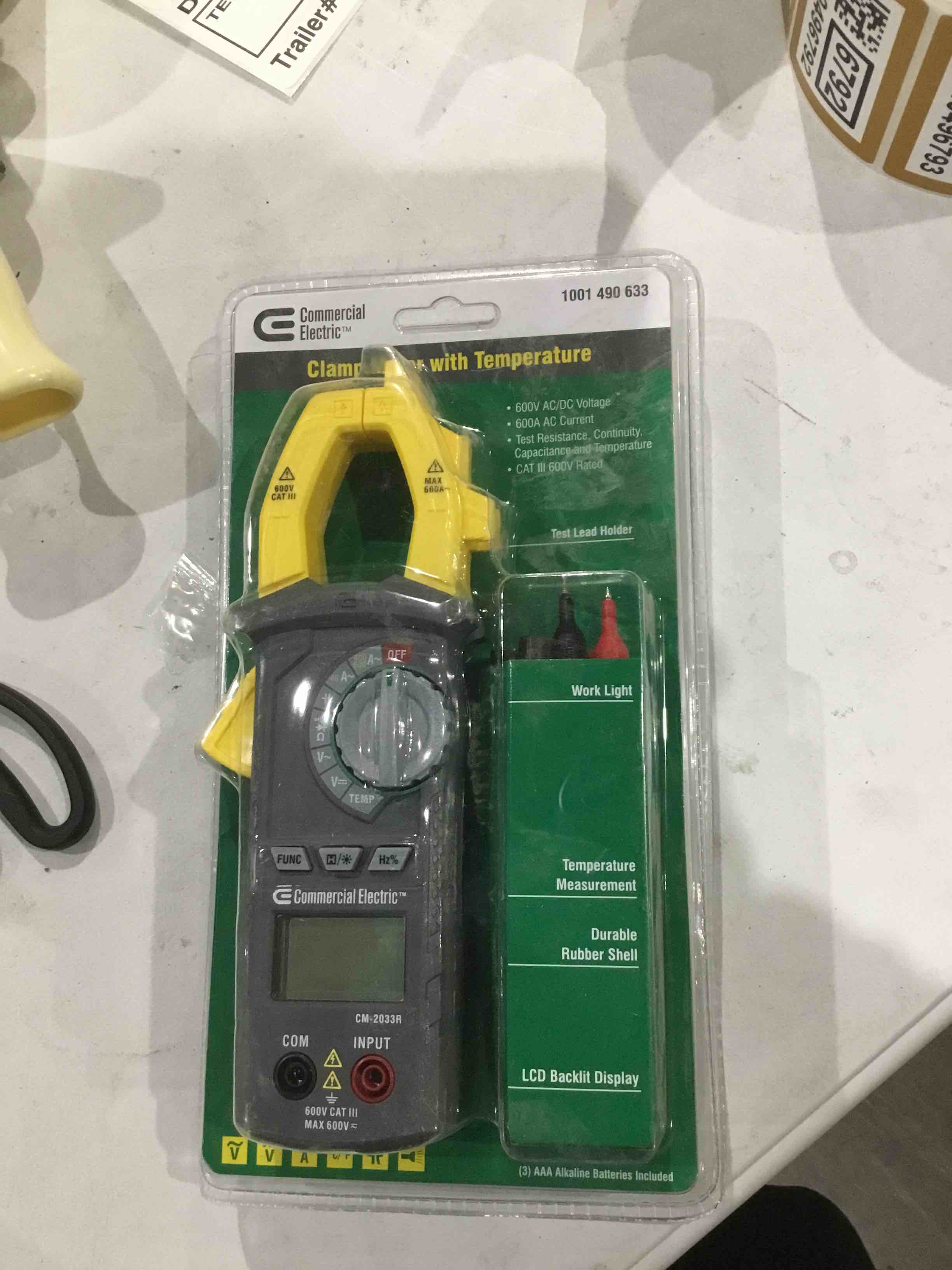 Electric Commercial Clamp Meter with Temperature 600V AC/DC Voltage