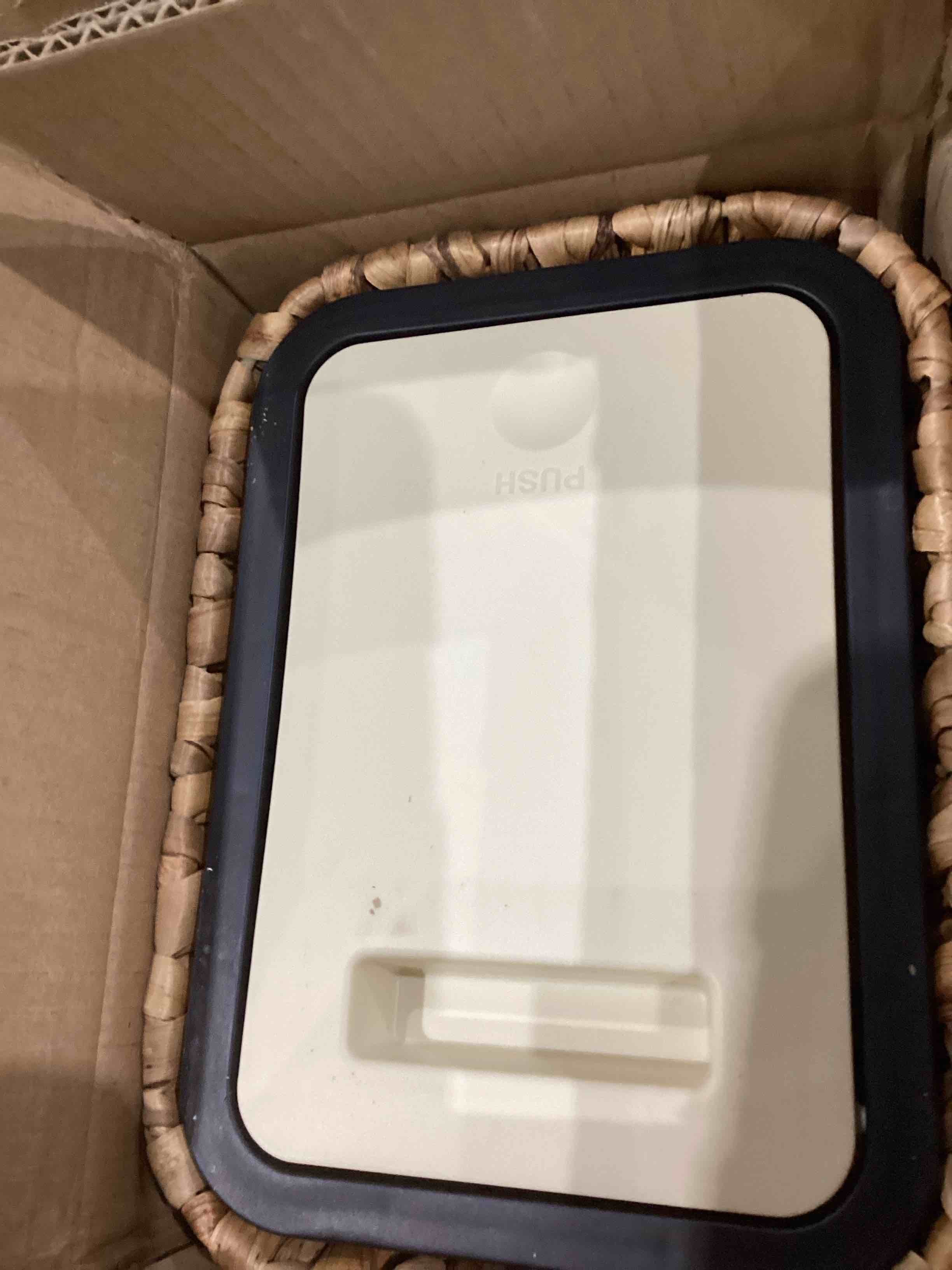 boho trash can with lid for bathroom 