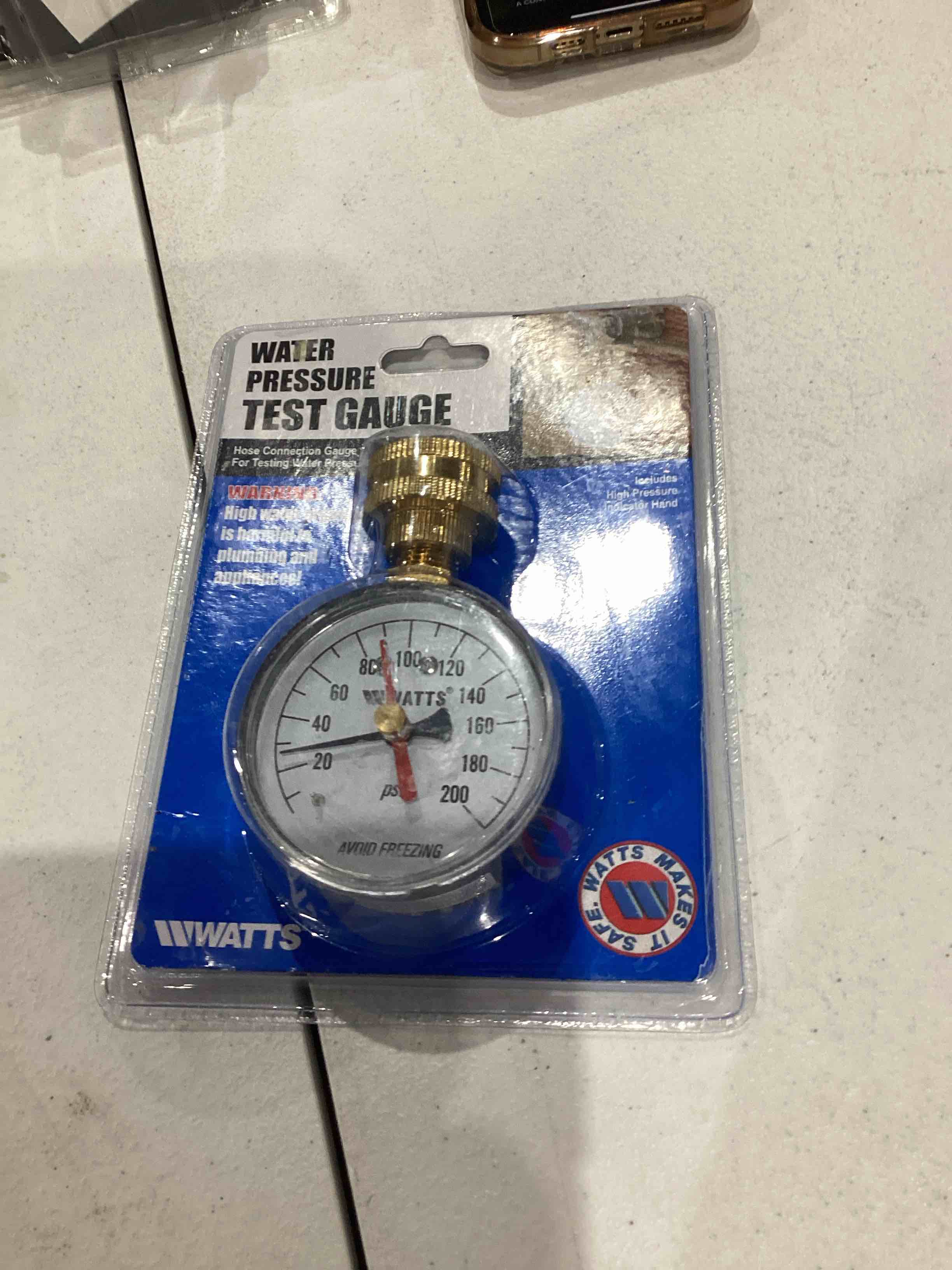 water pressure test gauge