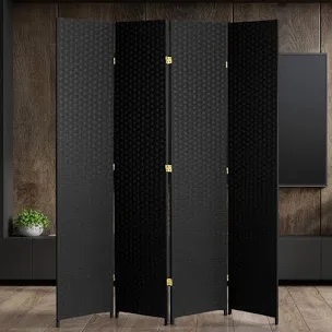 4 panel room divider black