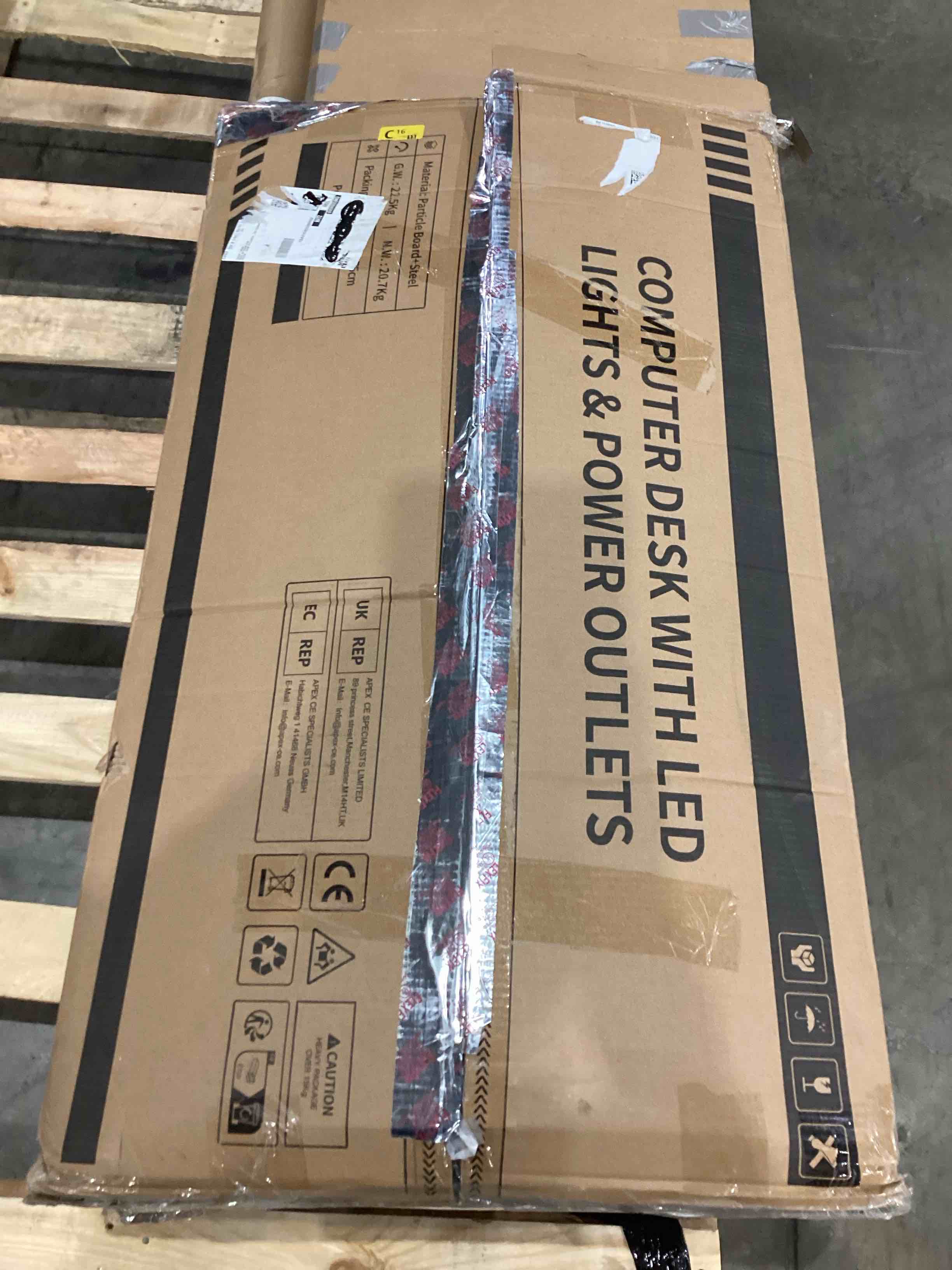 Gaming Desk with LED Lights & Power Outlet, 48 Inch Computer Desk