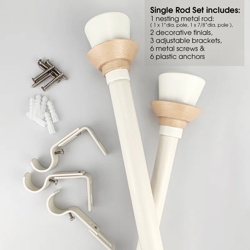 Tyena 1" dia Adjustable Length Single Curtain ( Incomplete)