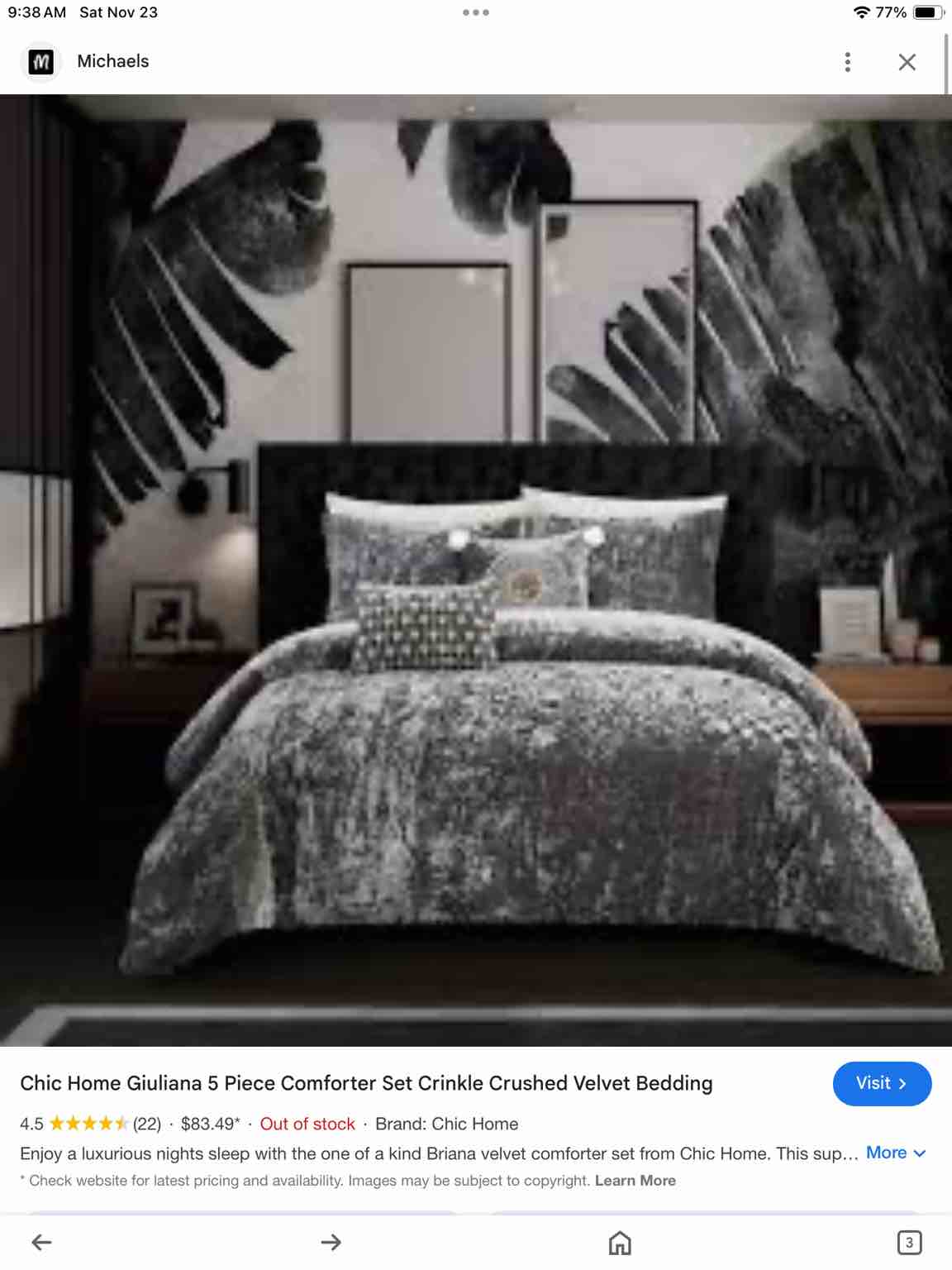 Chic Home Giuliana 5 Piece Comforter Set Crinkle Crushed Velvet Bedding