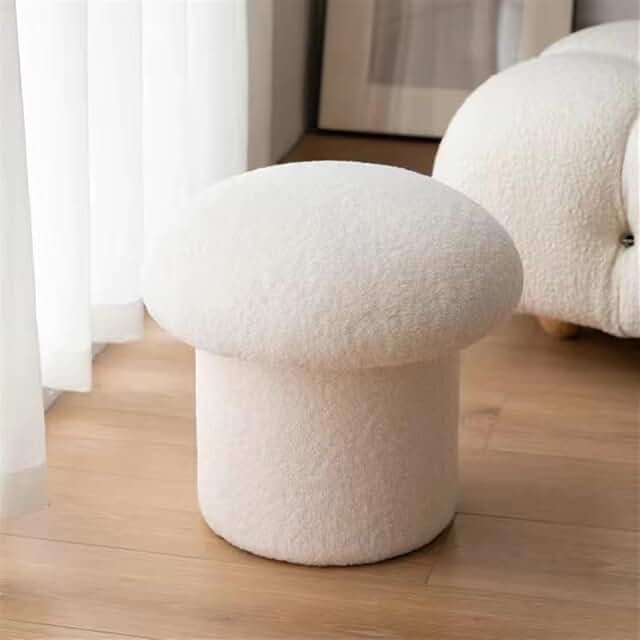 Cute Mushroom-Shaped Footstool, Entry Shoe Changing Stool, Living Room Footstool, Suitable for Sofa Living Room Bedroom Entrance(White)