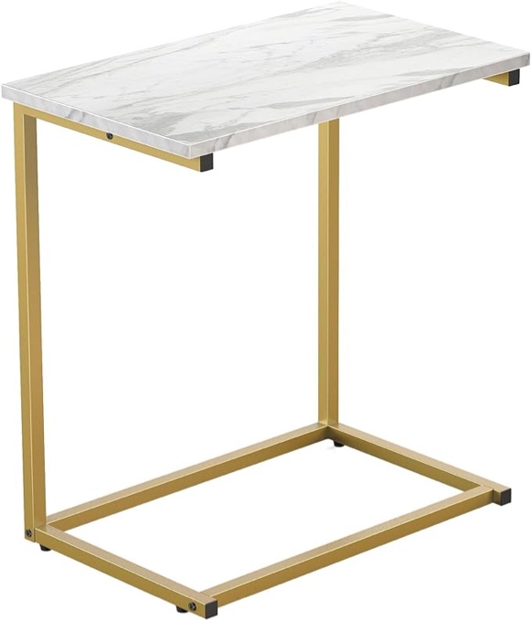 Pipishell C Shaped End Table 27 inches High, Side Table for Couch Slide Under, C Table Sofa Side End Table for Living Room PIET06M