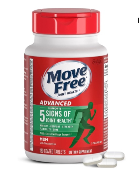 Glucosamine Chondroitin MSM Joint Supplement For Men and Women, Move Free (120 count bottle), Joint Support Tablets, Supports Mobility Flexibility Strength Lubrication & Comfort(EXP:04/2027)